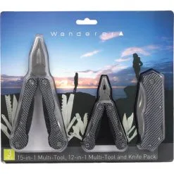 Wanderer Multi-Tool And Knife 3 Piece Pack -Camping Hardware Sales BCF 542760 05 hi res