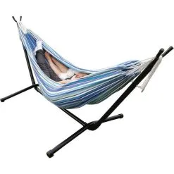 Wanderer Seafoam Stripe Double Hammock -Camping Hardware Sales BCF 632769 04 hi res